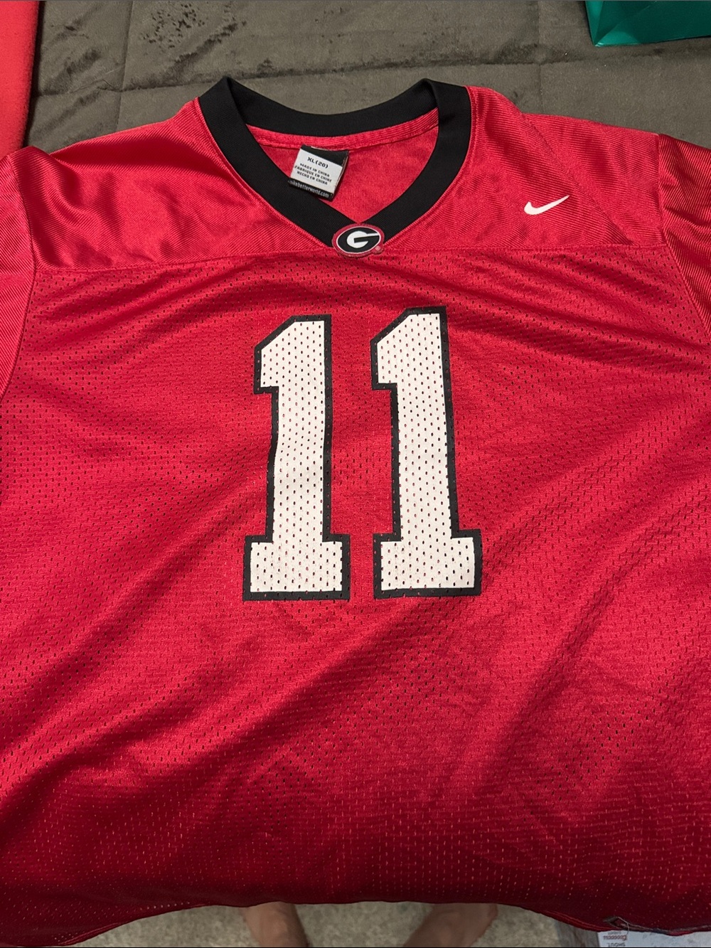 Nike Red Football Jersey with White #11 and Black Trim